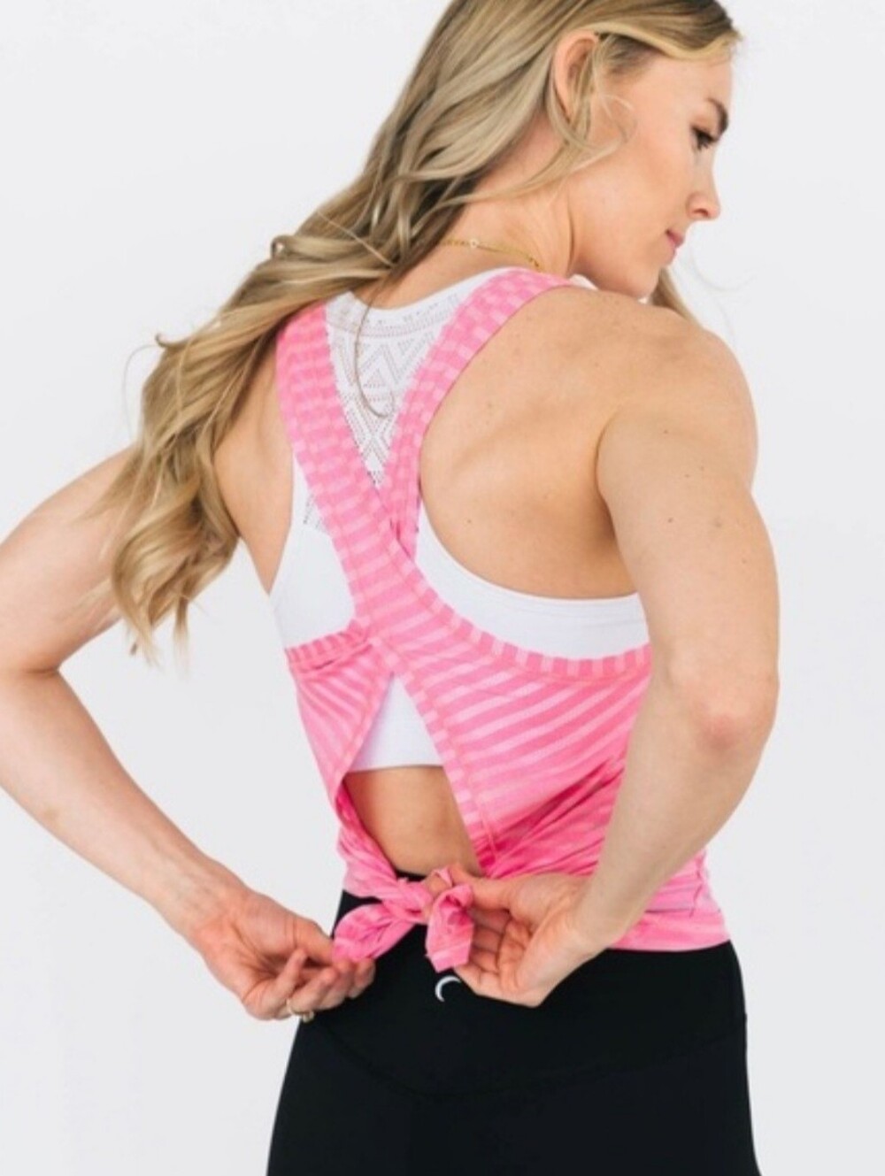 Zyia Active Pink Nimbus Tie Back Tank Top